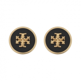 ◆당일◆26SS 키라 에나멜 로고 서클 이어링 골드/블랙 90547 720