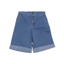 ◆키즈◆여성 FF 패턴 롤업 데님 쇼츠 인디고블루 JMF567 AVVU F0QG0
