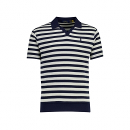 26SS 포니 자수로고 클래식 스트라이프 티셔츠 블루 710A13006 004