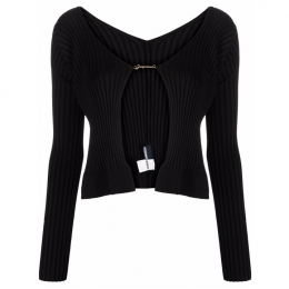 ◆당일◆24FW 라 마이유 프랄루 골드 로고 골지 가디건 블랙 223KN500 2190 990