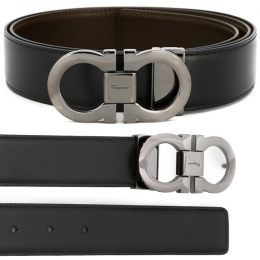 ◆당일◆25FW 은장 더블 간치니 양면 벨트 블랙/브라운 67-9535 0644557