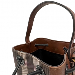 ◆당일◆26SS LL 자이언트 체크 드로우스트링 미니 버킷백 다크브라운 8112238