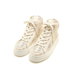 ◆당일◆25SS 로렌 LAUREN 레이스 미드탑 스니커즈 마일드베이지 CHC21S413D2 6J1