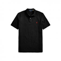 ◆당일◆26SS 레드 포니 자수 클래식핏 카라 티셔츠 블랙 710783656 020