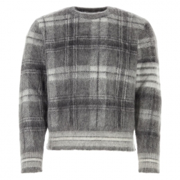 ◆당일◆24FW 사선완장 체크 패턴 모헤어 릴렉스핏 니트 메드그레이 MKA487F Y8004 035