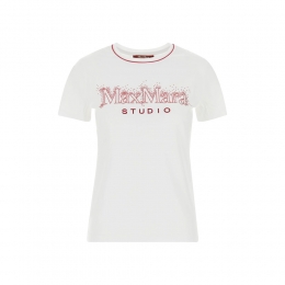 26SS MSTPUGNALE 라인스톤 로고 티셔츠 화이트 2616971011 001