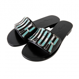 ◆14주년◆메탈 로고 뮬 슬리퍼 블랙 KCF155VEAS 900