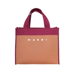 ◆당일◆로고 자카드 스몰 토트&숄더백 브라운/버건디 SHMP0083A0 P4602 ZO196