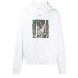 ◆12주년◆파스칼 프린트 오버핏 후드티 화이트 OMBB037F20FLE012 0155