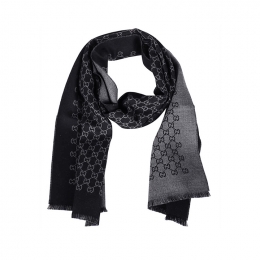 ◆당일◆26SS GG 자카드 투톤 울 머플러 블랙/그레이 391246 4G200 1160