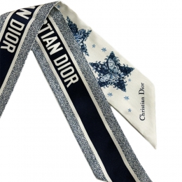 ◆당일◆26SS 플라워 스타 미차 실크 스카프 화이트&네이비 55LKY106I610 506