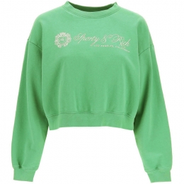 ◆당일◆23SS 로고 프린팅 기모 크롭 맨투맨 베르데 CR664VE