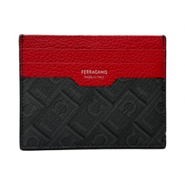 ◆당일◆25FW 패브릭 캔버스 카드지갑 블랙/레드 66-1583 0780322