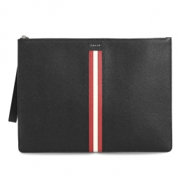 ◆당일◆23FW 탈든 THALDEN 메탈로고 스트라이프 클러치백 블랙 6232052