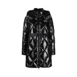 ◆당일◆25FW 콘자 CONZA 로고 패치 벨티드 후드 롱 패딩 자켓 블랙 VDDJ95636K0001 BKS