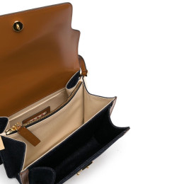 ◆당일◆22FW 트렁크 미디움 데님 숄더백 흑청/브라운 SBMP0103L1 P4891 Z569M