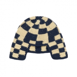 ◆키즈◆키즈 체커보드 크로셰 로버 모자 네이비 K1174F25 446