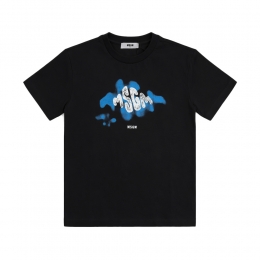 여성 브러쉬드 그래픽 로고 티셔츠 블랙 S6MSJBTH195 110