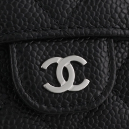 ◆당일◆은장 로고 클래식 캐비어 플랩 투톤 중지갑 블랙/브라운 AP0232 Y01588 C3906