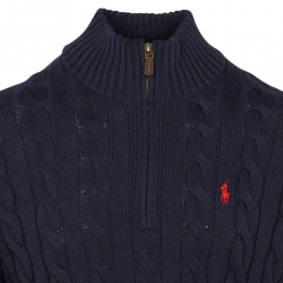 26SS 포니 자수 케이블 하프집업 니트 블루 710810841 001