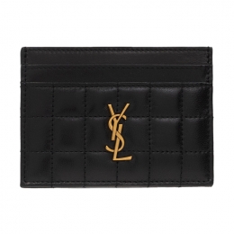 ◆당일◆25FW 금장 로고 퀄팅 카드지갑 블랙 742760 AABVP 1000