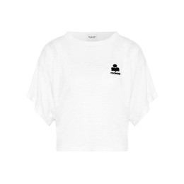 26SS KYANZAE 로고 린넨 티셔츠 화이트 TS0313FA A1N09E 20WH