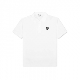 ◆당일◆26SS 블랙 하트 와펜 카라 티셔츠 화이트 AX-T066-051-2