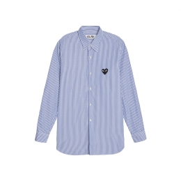 ◆당일◆26SS 블랙 하트 스트라이프 셔츠 블루 AX-B018-051-1