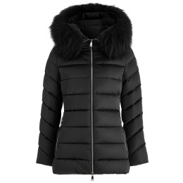 ◆당일◆24FW CUPIDONE 로고 패치 후드 퍼 패딩자켓 블랙 1A001 77 59685 999