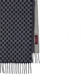 ◆당일◆26SS GG 자카드 투톤 울 머플러 네이비/그레이 852038 4GAKX 4063