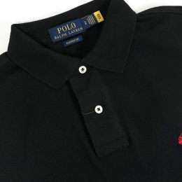 ◆당일◆26SS 레드 포니 자수 클래식핏 카라 티셔츠 블랙 710783656 020