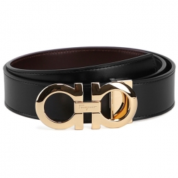 ◆당일◆25FW 더블 간치니 금장 벨트 블랙/브라운 67-5542 0586940