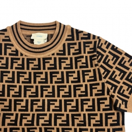 ◆키즈◆여성 FF 자카드 패턴 니트 브라운 JFG069 AEYD F15B6