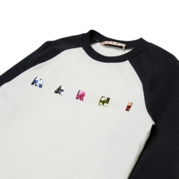 ◆키즈◆25FW 키즈 스팽글 로고 래글런 긴팔 티셔츠 화이트블랙 M01597 M00HZ 0M900