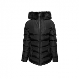 ◆당일◆25FW 삼각로고 후드 퍼 패딩자켓 블랙 291794 106O F0002