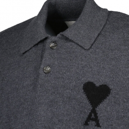 ◆당일◆25FW 하트 로고 버튼업 카라 니트 다크그레이 UPL409 018 0504