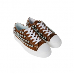 ◆15주년◆원형 스터드 벨로아 스니커즈 브라운 GXD021SF00CRO1B596