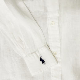◆당일◆25SS 포니 자수 오버핏 클래식 린넨 셔츠 화이트 211968221 001