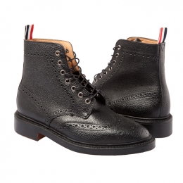 ◆11주년◆페블레더 윙팁 브로그 부츠 블랙 MFR016AP5210