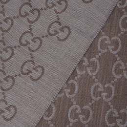 ◆당일◆25FW GG 자카드 울 실크 투톤 스카프 그레이/브라운 165904 3G646 1264