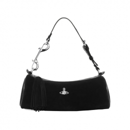 ◆당일◆26SS ORB 로고 신디 실린더 스웨이드 숄더백 블랙 4603000RW L007E N401