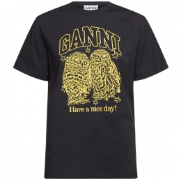 ◆당일◆25SS 아울 프린트 로고 티셔츠 팬텀 T4059 252