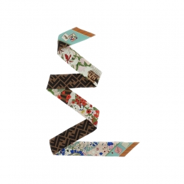 26SS FF 프린팅 플로럴 랩피 실크 스카프 멀티컬러 FXT011 B01U F1WO3