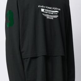 ◆11주년◆스튜디오 옴므 레이어드 티셔츠 블랙 BM70SE3002 001