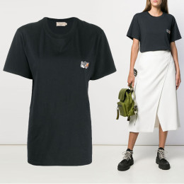 ◆바이스트로◆20FW 더블 폭스 패치 티셔츠 차콜 BU00103KJ0008 AN