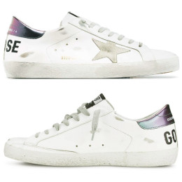 ◆바이스트로◆20SS 로고 프린팅 슈퍼스타 로우탑 화이트/홀로그램탭 G36MS590 T89
