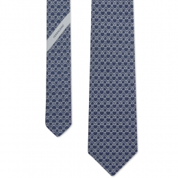◆당일◆26SS 웨이브 프린트 실크 넥타이 네이비 35-0937 0768208