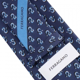 ◆당일◆26SS 그래픽 패턴 올 오버 실크 넥타이 네이비 35-0957 0769679