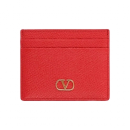 26SS V로고 시그니처 카드지갑 레드 8W2P0AJ7 SNP JU5