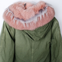 ◆12주년◆핑크 폭스퍼 롱 야상 자켓 카키 PK339S C59 C8093